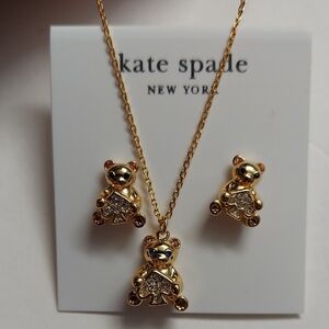 Kate Spade Oh what Fun Spade Teddy Bear Studs Earrings And Necklace Set